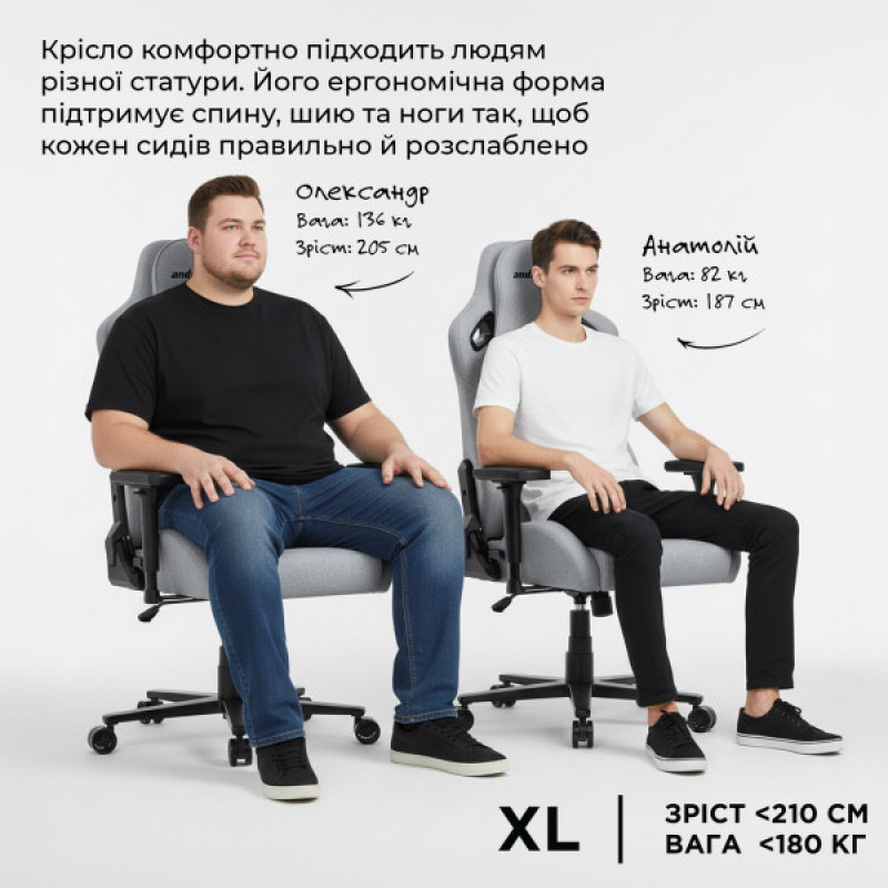 Кресло игровое Anda Seat Kaiser Frontier XL Dark Gray Fabric (AD12YXL-17-GB-F-G02)