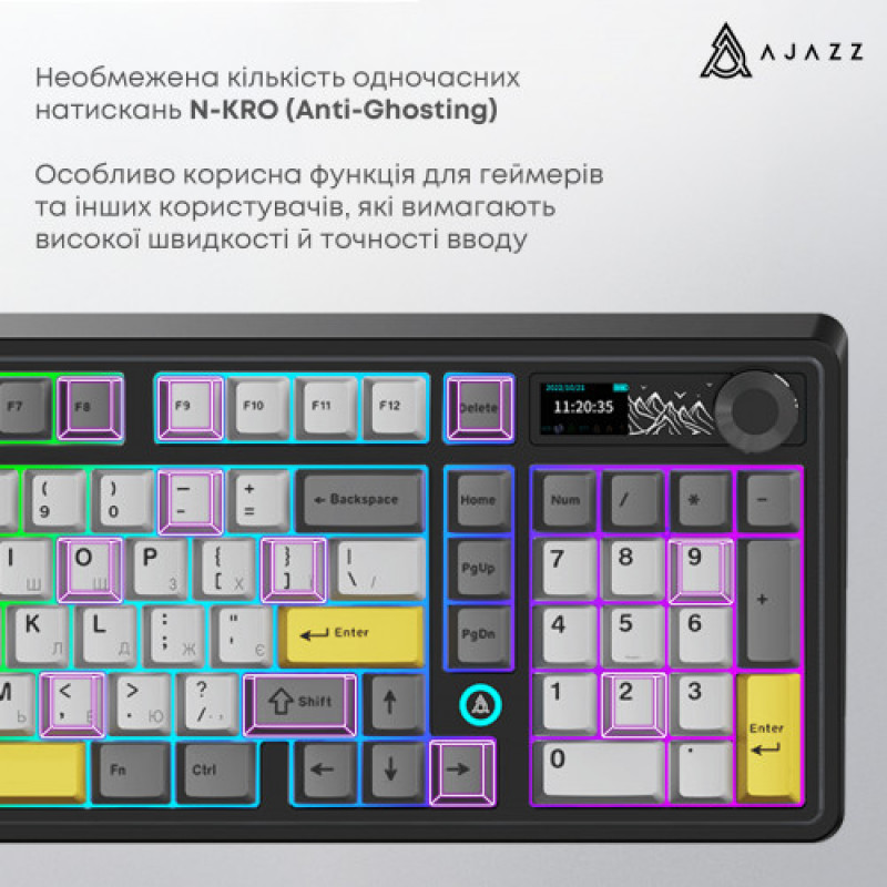 Клавиатура беспроводная Ajazz AK980 Clear Sky Switch Black (AK980-CS-BGY)