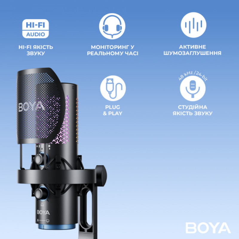 Бездротовий конденсаторний мікрофон BOYA K5-02 RGB Black