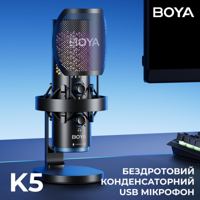 Бездротовий конденсаторний мікрофон BOYA K5-02 RGB Black