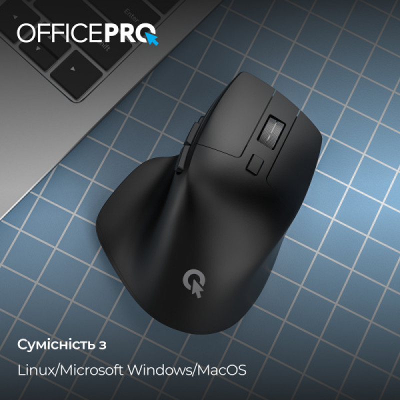 Мышь OfficePro M395B Silent Click Ergonomic Wireless Black