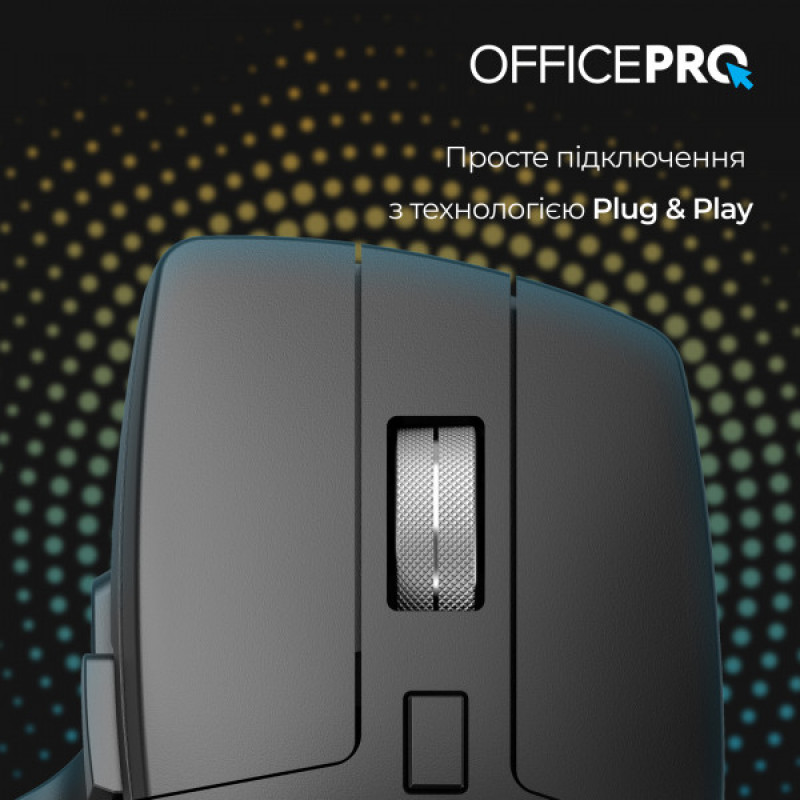 Мышь OfficePro M395B Silent Click Ergonomic Wireless Black