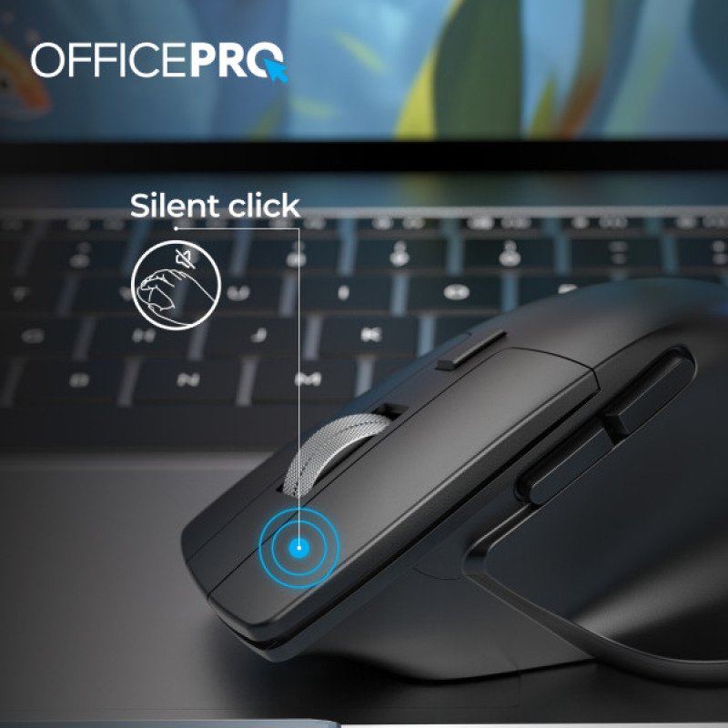 Мышь OfficePro M395B Silent Click Ergonomic Wireless Black