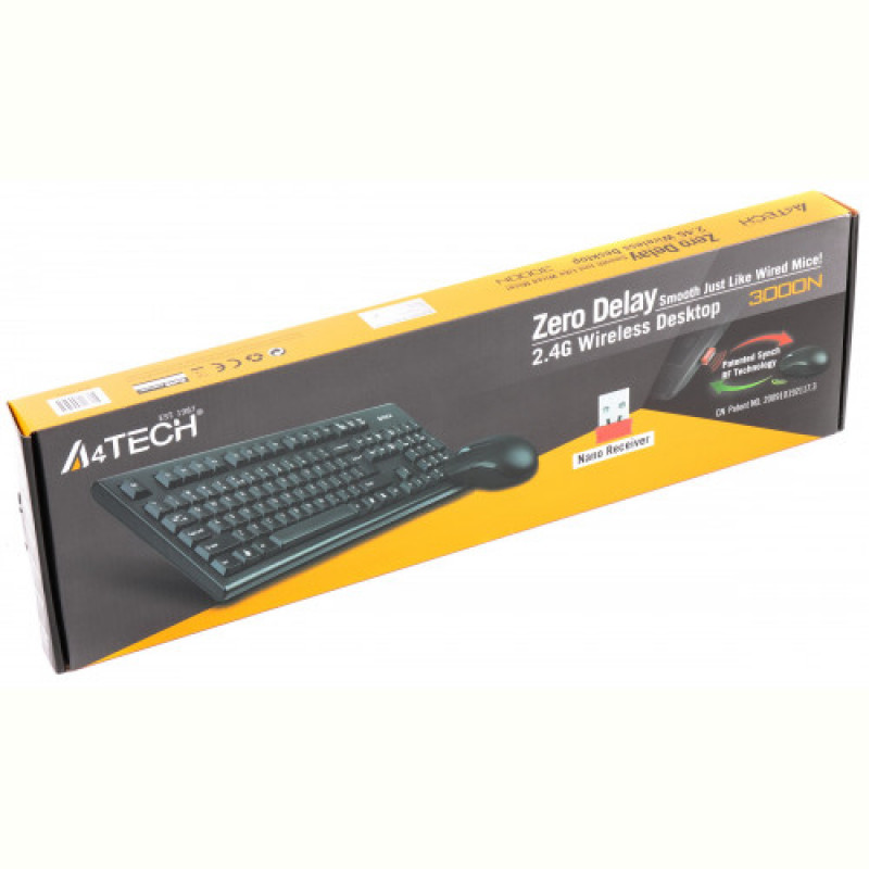 Комплект (клавіатура, миша) бездротовий A4Tech 3000N Black USB