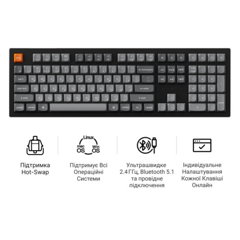 Клавиатура беспроводная Keychron K10 Max Keychron Super Banana Switch Black RGB (K10M-H4-UA)
