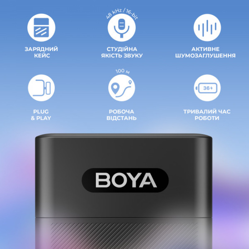 Бездротовий петличний мікрофон BOYA BY-V35 TRS for camera Black