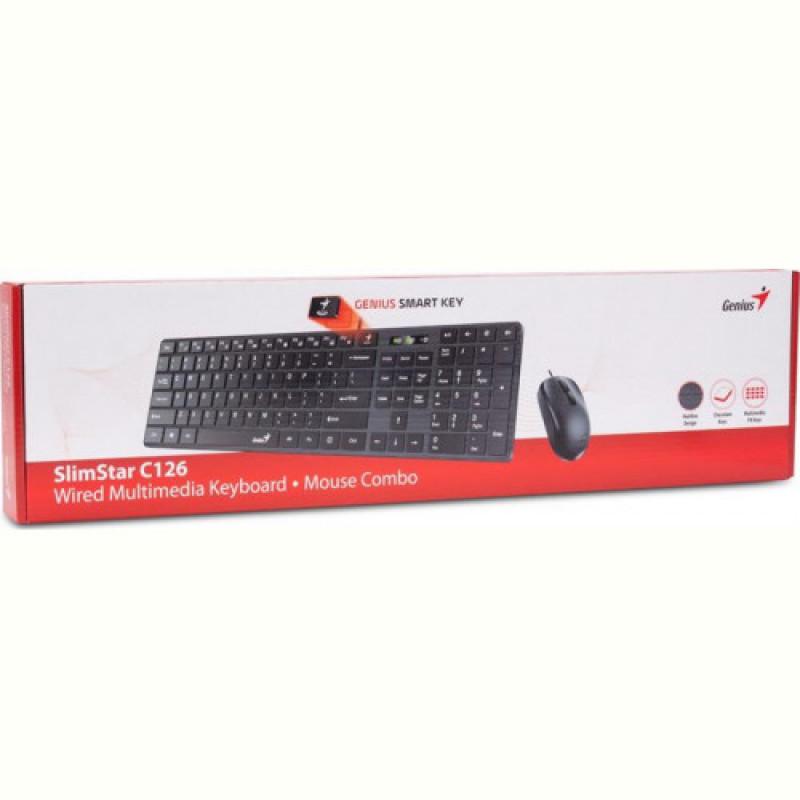 Комплект (клавіатура, миша) Genius C-126 SlimStar Black Ukr (31330007407)