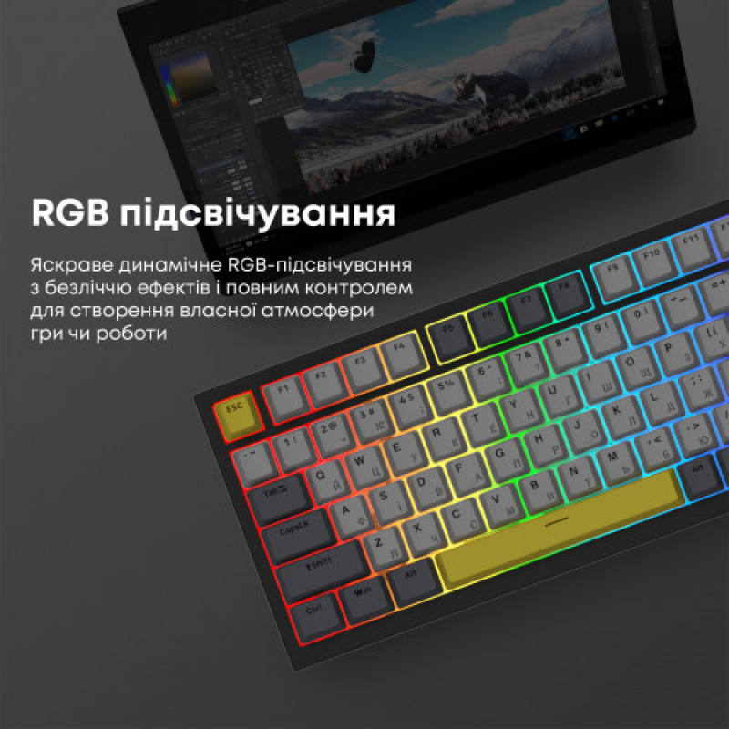 Клавиатура Ajazz AK820 Sea Salt Switch Black USB-C (AK820-SS-BGY)
