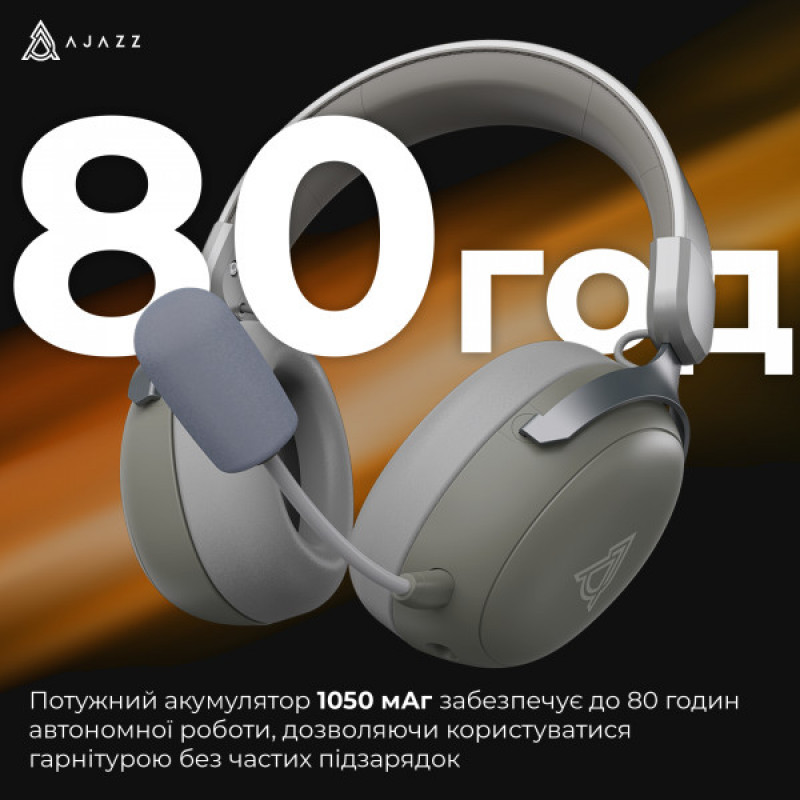 Бездротова ігрова гарнітура Ajazz AHM08 MAX Gray White (AHM08-MAX-GW)
