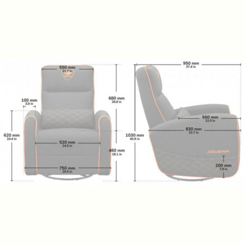 Кресло для геймеров Cougar Fidom Gray