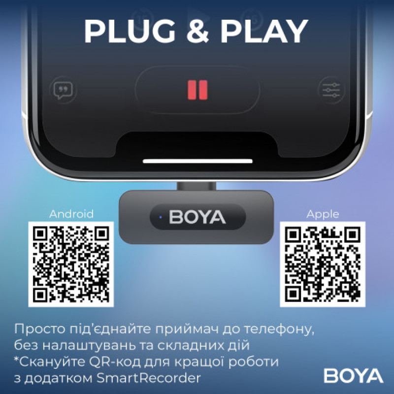 Мікрофон BOYA BY-V3 combo Type-C/Lightning Black