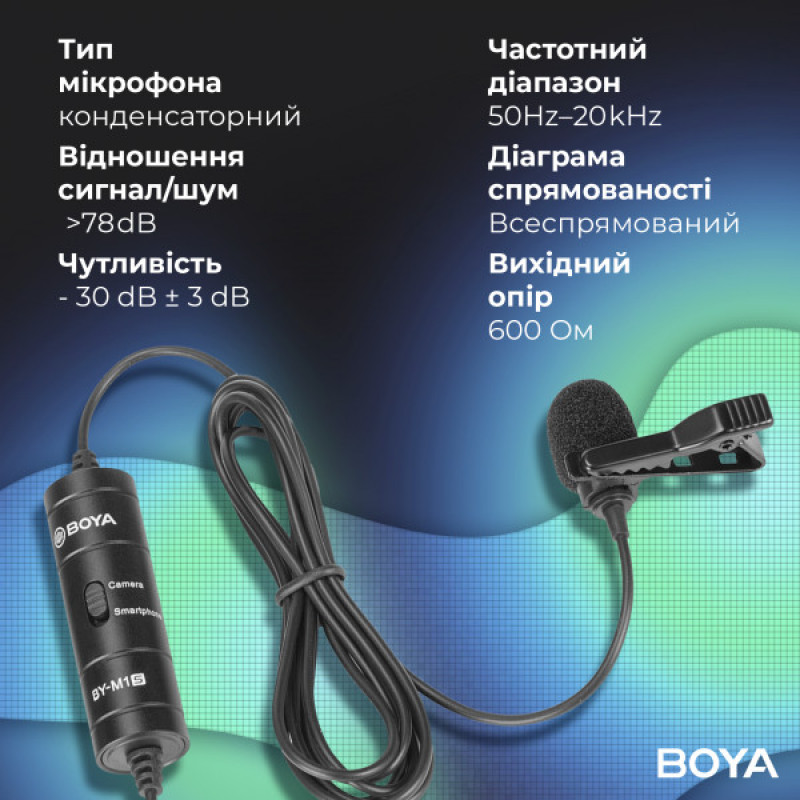 Универсальный петличный микрофон BOYA BY-M1S Black