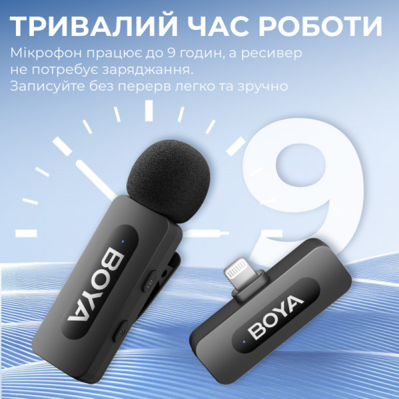 Беспроводной петличный микрофон BOYA BY-V2 Lightning Black