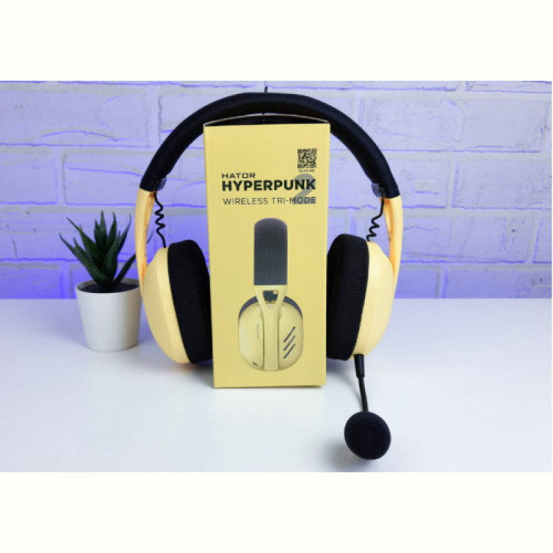 Bluetooth-гарнiтура Hator Hyperpunk 2 Wireless Tri-mode Black/Yellow (HTA-857)