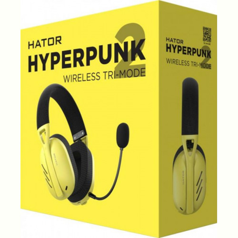 Bluetooth-гарнiтура Hator Hyperpunk 2 Wireless Tri-mode Black/Yellow (HTA-857)