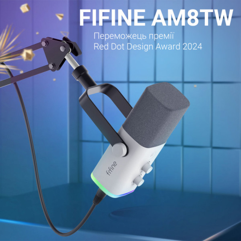 Динамический микрофон Fifine AM8TW USB/XLR White