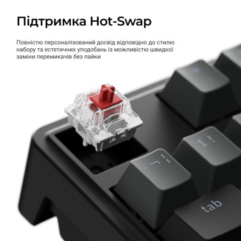 Клавиатура беспроводная Keychron C3 Max Super Red Switch Black RGB (C3M-H1-UA)
