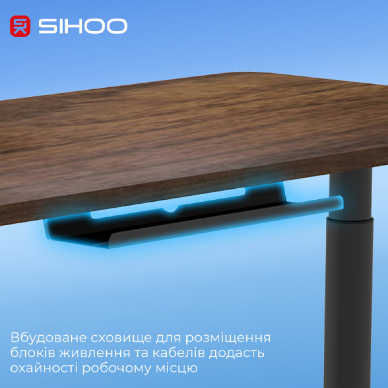 Комп’ютерний стіл з електрорегулюванням висоти Sihoo D05 1.4m Walnut/Black (D05-104/D05-107)