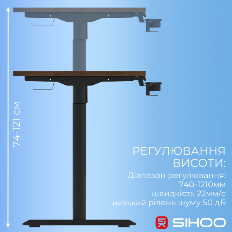 Комп’ютерний стіл з електрорегулюванням висоти Sihoo D05 1.4m Walnut/Black (D05-104/D05-107)