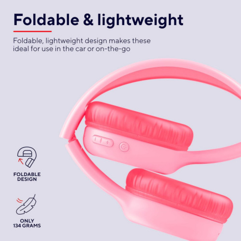 Bluetooth-гарнитура Trust On-ear Nouna Kids, Wireless Pink (25274)