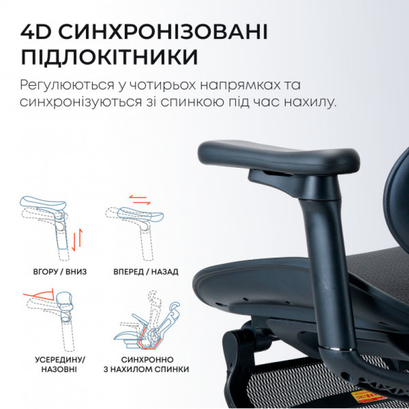 Крісло офісне з підставкою для ніг Sihoo DORO C300L Mesh Black with footrest (DORO-C300L-A3-101-JT)