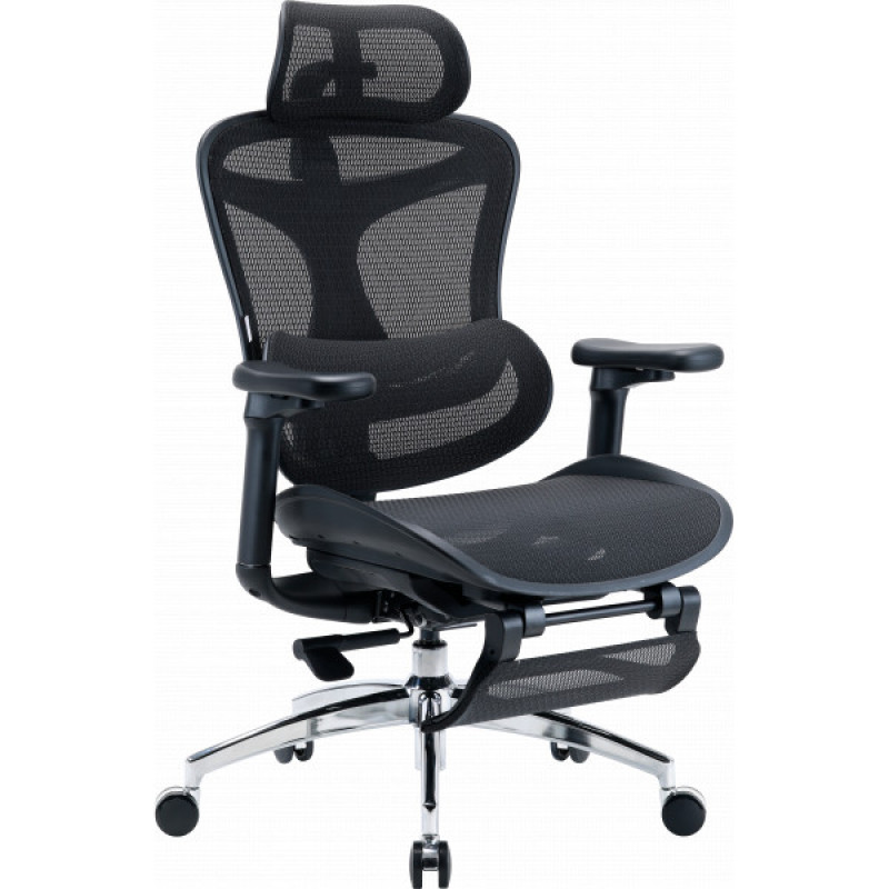 Крісло офісне з підставкою для ніг Sihoo DORO C300L Mesh Black with footrest (DORO-C300L-A3-101-JT)