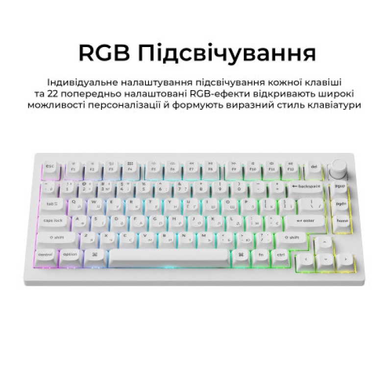 Клавиатура беспроводная Keychron V1 Ultra Keychron Red Switch White RGB (V1U-F1-UA)