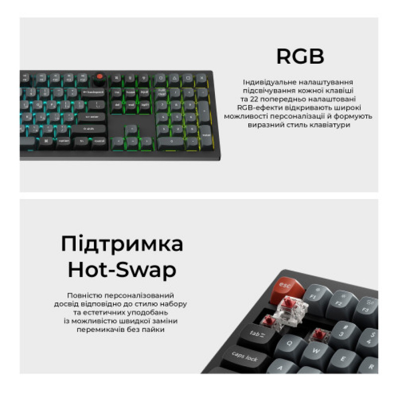 Клавіатура Keychron V6 8K Keychron Super Red Switch Black RGB (V6W-D1-UA)