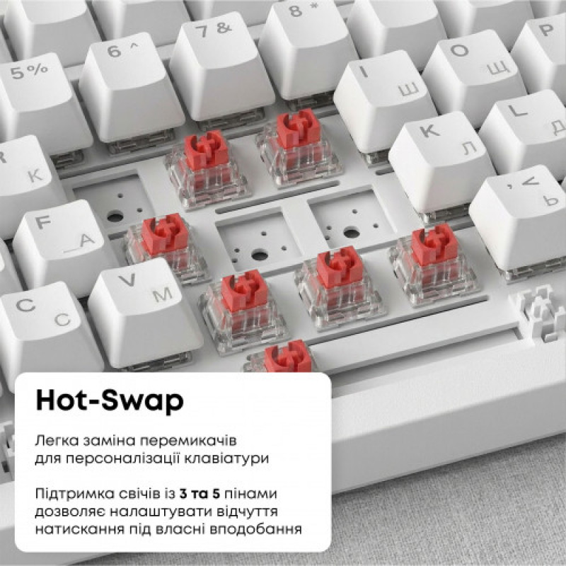 Клавиатура Ajazz AK820 Red Switch White USB-C (AK820-R-W)
