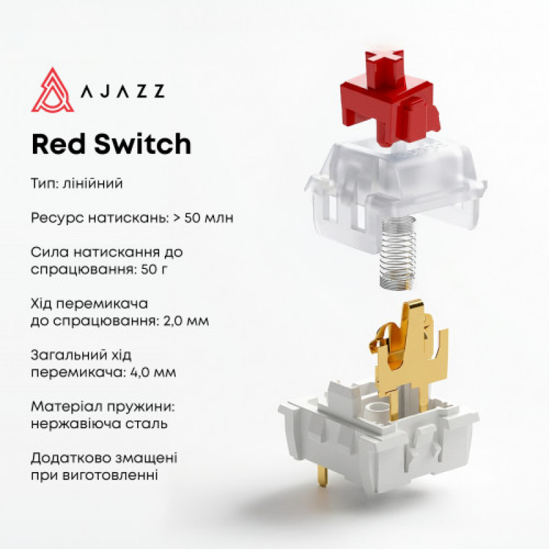 Клавиатура Ajazz AK820 Red Switch White USB-C (AK820-R-W)