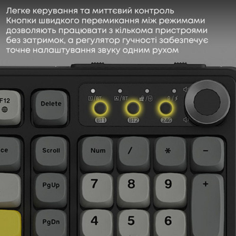 Клавиатура беспроводная Ajazz AF98 Plus Black Gray Yellow (AF98-PLUS-BGY)