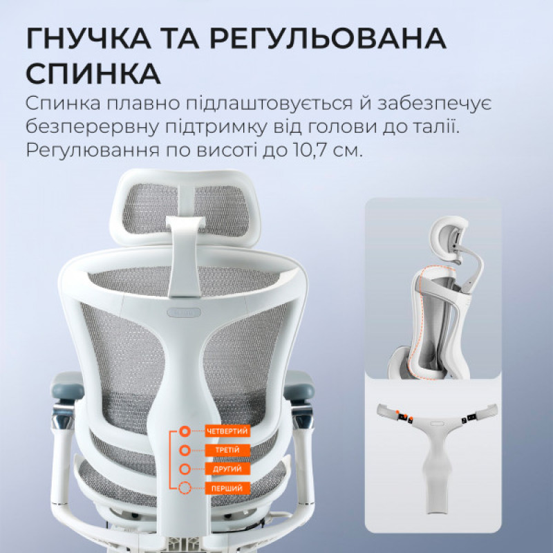 Кресло офисное с подставкой для ног Sihoo DORO C300 Pro Mesh White with footrest (DORO-C300-PRO-M102-JT)