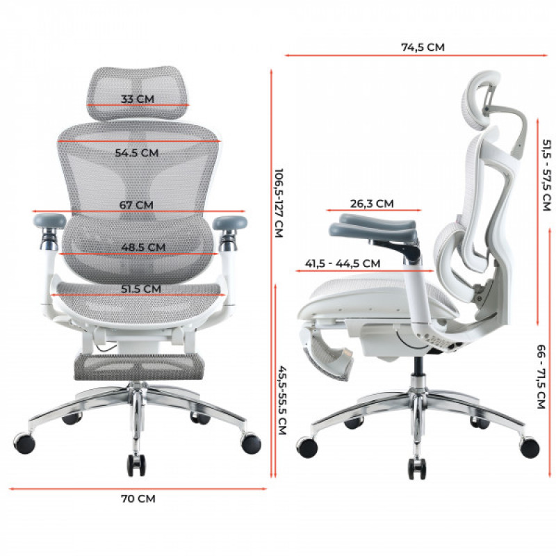 Кресло офисное с подставкой для ног Sihoo DORO C300 Pro Mesh White with footrest (DORO-C300-PRO-M102-JT)