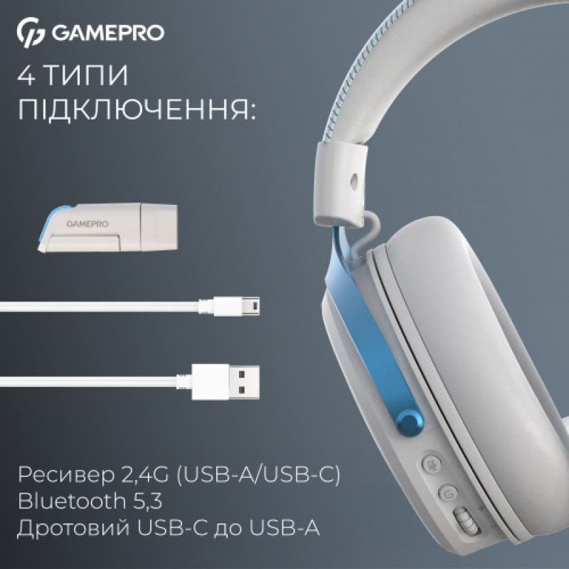 Гарнітура GamePro Asgard Freya Pro White-Blue (HSW201WB)