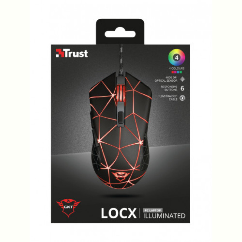 Миша Trust GXT 133 Locx Illuminated Gaming Black (22988)