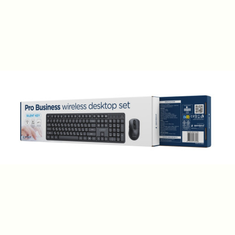 Комплект (клавиатура, мышь) беспроводной Gembird KBS-WMS-01-CYRL Black