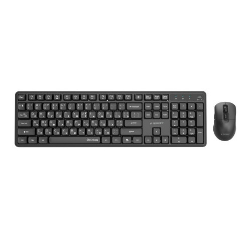 Комплект (клавиатура, мышь) беспроводной Gembird KBS-WMS-01-CYRL Black