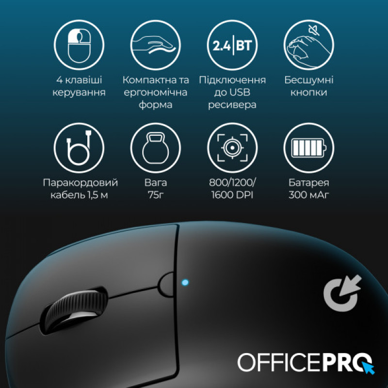 Мышь OfficePro M307B Wireless