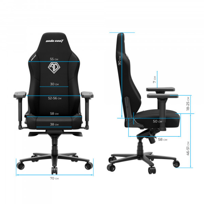 Крісло ігрове Anda Seat Phantom 3 XL Fabric Black Size XL (AD18XL-52-B-F-B01)