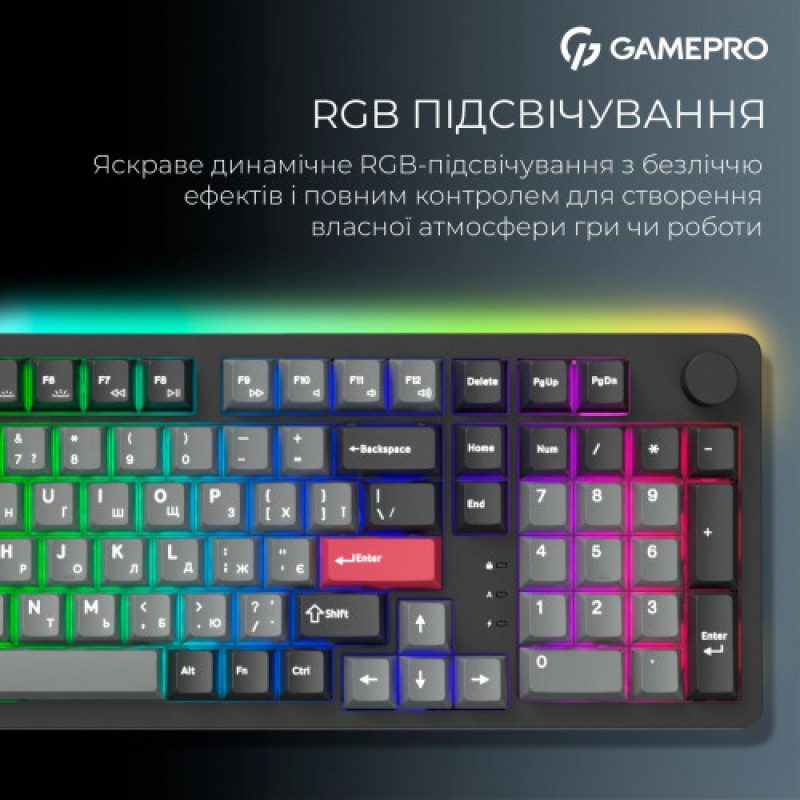 Клавіатура бездротова GamePro Asgard Drakkar Keychron Super Red Switch Black (MK305BK)