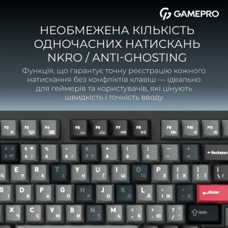 Клавіатура бездротова GamePro Asgard Drakkar Keychron Super Red Switch Black (MK305BK)