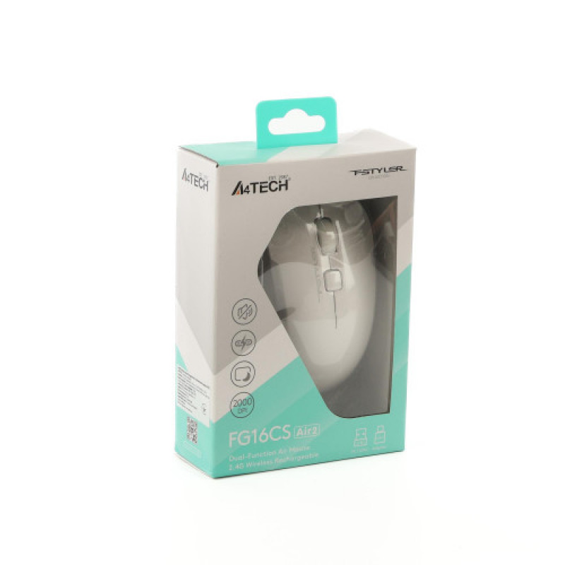 Мышь беспроводная A4Tech Fstyler FG16CS Air2 White