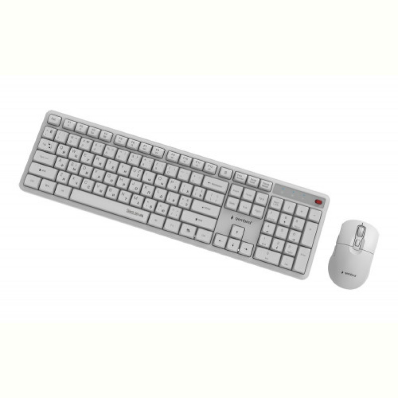 Комплект (клавиатура, мышь) беспроводной Gembird KBS-WMS-01-W-CYRL White