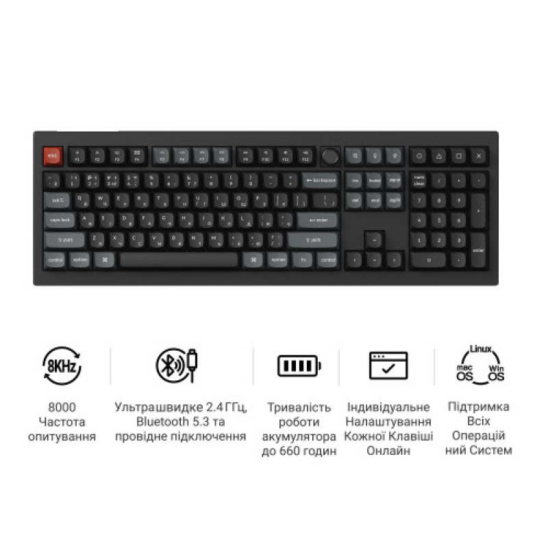 Клавиатура беспроводная Keychron V6 Ultra Keychron Red Switch Black RGB (V6U-D1-UA)