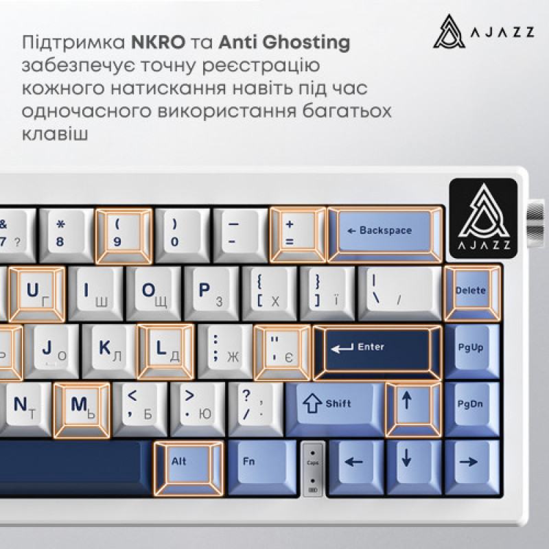 Клавіатура Ajazz AK650 Sea Salt Switch White USB-C (AK650-SS-BWB)